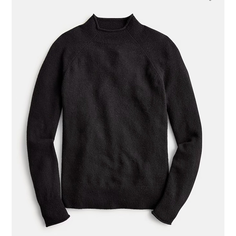 J.Crew Rollneck Sweater Supersoft Yarn S Black Alpaca Merino Blend Raglan Knit